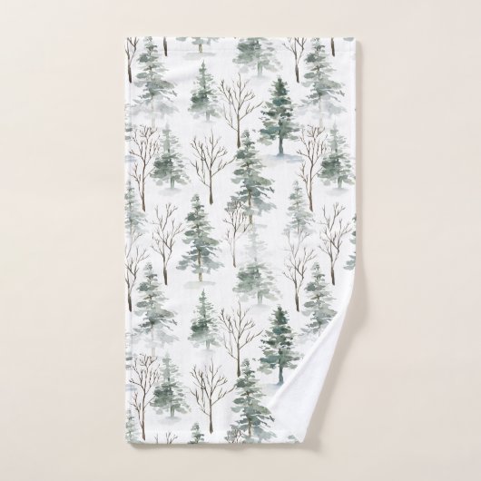 Rustieke winterpijnbomen bad handdoek (Handdoek)