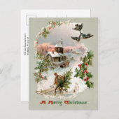 Rustieke  winterscène met Holly Briefkaart (Voorkant / Achterkant)