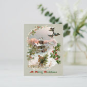 Rustieke  winterscène met Holly Briefkaart (Staand voorkant)