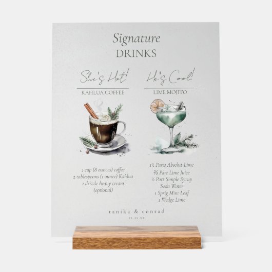 Rustieke wintersignatuur Drinken Frosted ID1049 Acryl Bord (Voorkant)