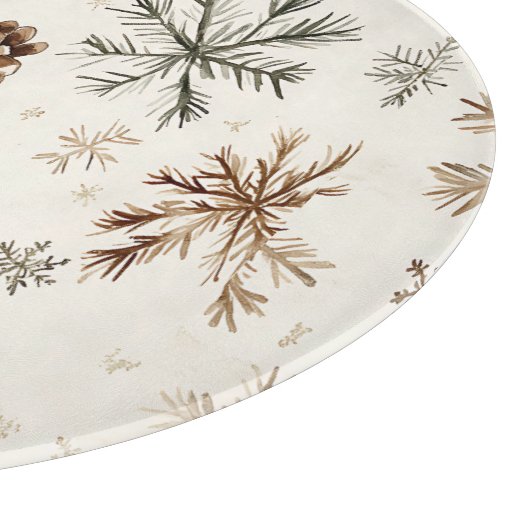 Rustieke wintersneeuwvlokken en pinecones snijplank (Hoek)