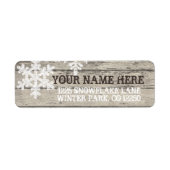 Rustieke wintersneeuwvlokken etiket (Voorkant)