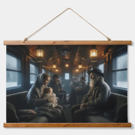 Rustieke wintertreinreis -  nostalgie hangend wandkleed