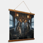 Rustieke wintertreinreis - nostalgie hangend wandkleed (Gebogen)