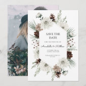 Rustieke wintervakantie Save the Date Kaart (Voorkant / Achterkant)