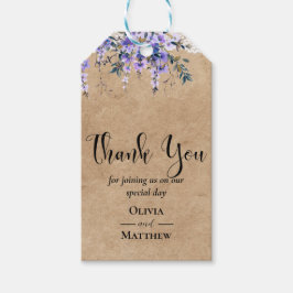 Rustieke Wisteria Bloemenslak Huwelijks Dankjewel Cadeaulabel