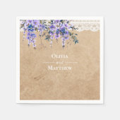 Rustieke Wisteria Bloemenslak Huwelijks Dankjewel Servet (Voorkant)