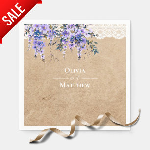 Rustieke Wisteria Bloemenslak Huwelijks Dankjewel Servet
