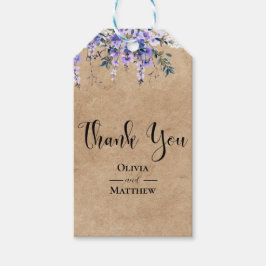 Rustieke Wisteria Floral Lace bruiloft dank u Cadeaulabel