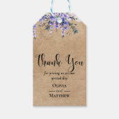 Rustieke Wisteria Floral Lace bruiloft dank u Cadeaulabel (Voorkant)