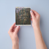 Rustieke Wisteria Houten Kant Lichtjes Trouwdatum  Flyer (Hand)