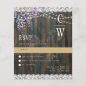 Rustieke Wisteria Kant Licht Houten Trouw RSVP (Voorkant)