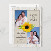 Rustieke Wit Gewassen Zonnebloem Foto Save the Dat Briefkaart (Voorkant / Achterkant)