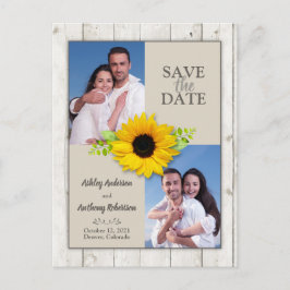 Rustieke Wit Gewassen Zonnebloem Foto Save the Dat Briefkaart