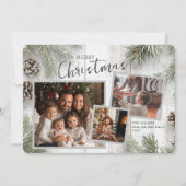 Rustieke witgekalkte houten kerstfotocollage feestdagenkaart (Voorkant)
