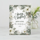 Rustieke Witte Anemoon Kerstmis Feestdagenkaart (Staand voorkant)