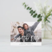 rustieke witte belettering bruiloft opslaan van de briefkaart (Staand voorkant)