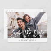 rustieke witte belettering bruiloft opslaan van de briefkaart (Voorkant / Achterkant)