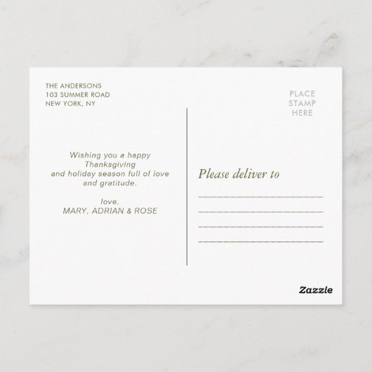 Rustieke witte belettering Happy Thanksgiving Card Briefkaart (Achterkant)