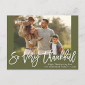 Rustieke witte belettering Happy Thanksgiving Card Briefkaart (Voorkant)