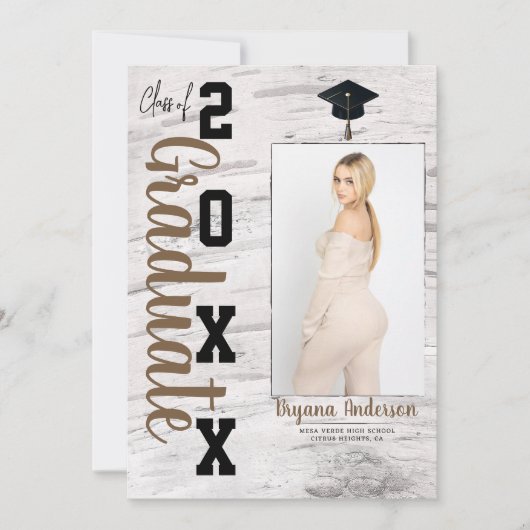 Rustieke witte berk Afstuderen foto bekendmaking Kaart (Voorkant)