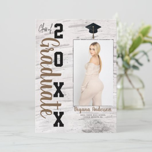 Rustieke witte berk Afstuderen foto bekendmaking Kaart (Staand voorkant)