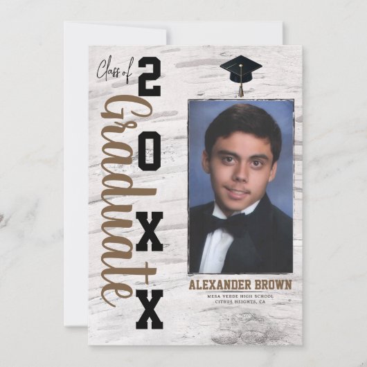 Rustieke witte berk Afstuderen foto bekendmaking Kaart (Voorkant)