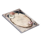 Rustieke Witte Berk Bloem en Kolibrie Elegant Notitieboek (Rechterzijde)