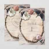 Rustieke Witte Berk & Kolibrie Tafel Nummerkaart Kaart (Voorkant / Achterkant)