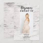 Rustieke witte berk Trendy foto Modern Sweet 16 Kaart (Voorkant / Achterkant)