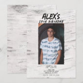 Rustieke witte berk trendy foto verjaardagsfeestje kaart (Voorkant / Achterkant)