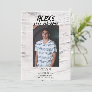 Rustieke witte berk trendy foto verjaardagsfeestje kaart