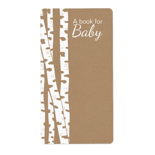 Rustieke witte berken Baby Boek Labels (Voorkant)