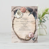 Rustieke witte berken bloemen- en kolibris uitnodi kaart (Staand voorkant)