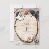 Rustieke witte berken- en kolibrtafel nummertkaart kaart (Voorkant)