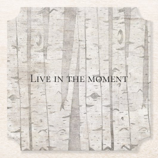 Rustieke witte berkenbomen kartonnen onderzetters (Voorkant)