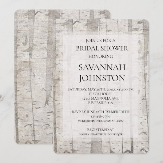 Rustieke Witte Berkenbomen Vrijgezellenfeest Kaart (Voorkant / Achterkant)