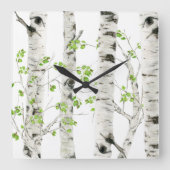 Rustieke witte berkenboom acryl wandklok (Voorkant)