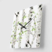 Rustieke witte berkenboom acryl wandklok (Hoek)