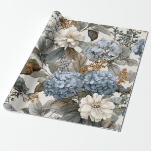 Rustieke witte blauwe botanische pastel vintage bl cadeaupapier