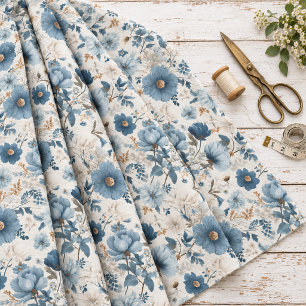 Rustieke witte blauwe botanische pastel vintage bl stof