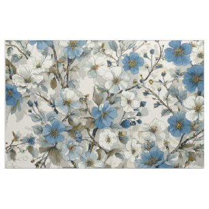 Rustieke witte blauwe botanische pastel vintage bl stof