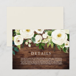 Rustieke witte bloeiende bloemen trouwdetails kaar kaart