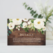 Rustieke witte bloeiende bloemen trouwkaart detail kaart (Staand voorkant)