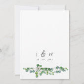 Rustieke witte bloem en eucalyptus bruiloft kaart (Achterkant)