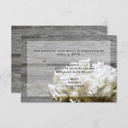 Rustieke witte bloemen Antwoorden Kaarten met menu (Voorkant / Achterkant)