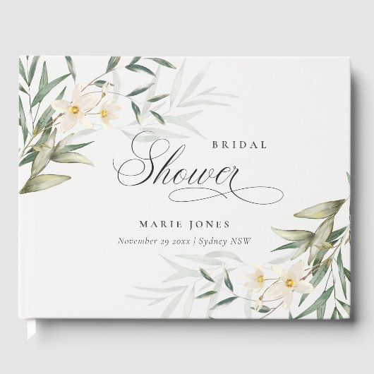 Rustieke Witte Bloemen Boeket Bruidsmeubel Gastenboek (Voorkant)