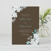 Rustieke Witte Bloemen Boho Hout Bruiloft Kaart (Staand voorkant)