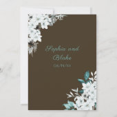 Rustieke Witte Bloemen Boho Hout Bruiloft Kaart (Achterkant)