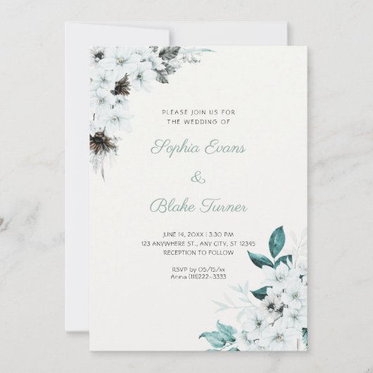 Rustieke Witte Bloemen Boho Off Witte Bruiloft Kaart (Voorkant)